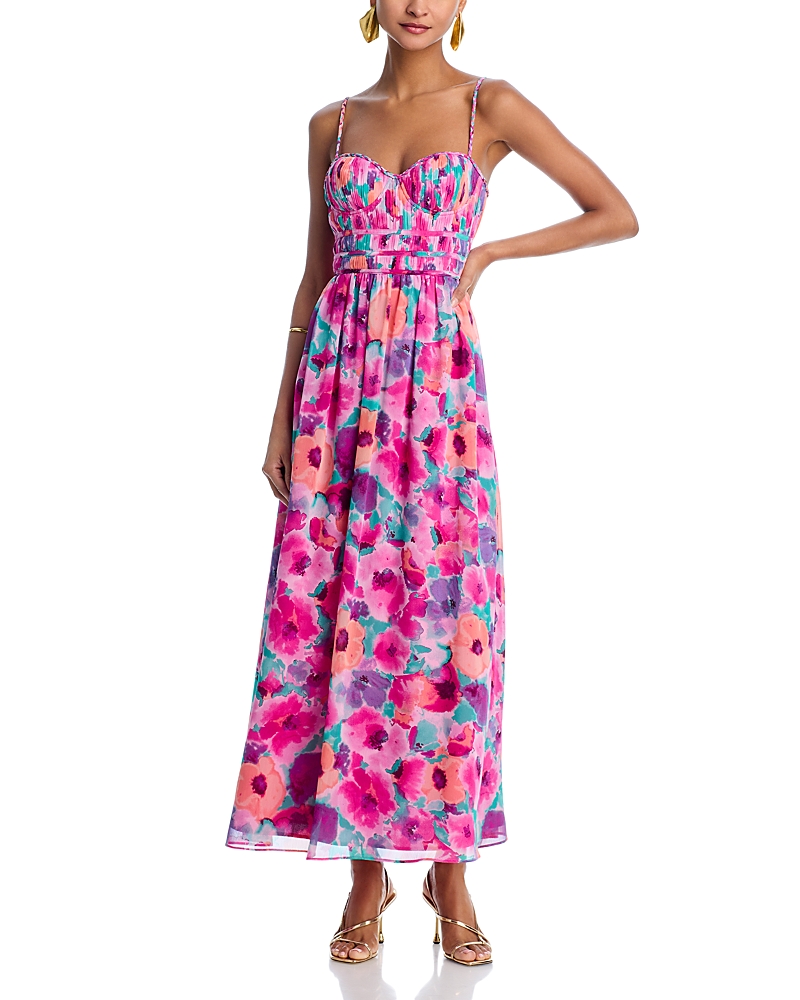 AQUA FLORAL SLEEVELESS MAXI DRESS - EXCLUSIVE