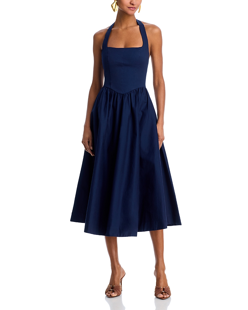 AQUA HALTER MIDI DRESS - EXCLUSIVE