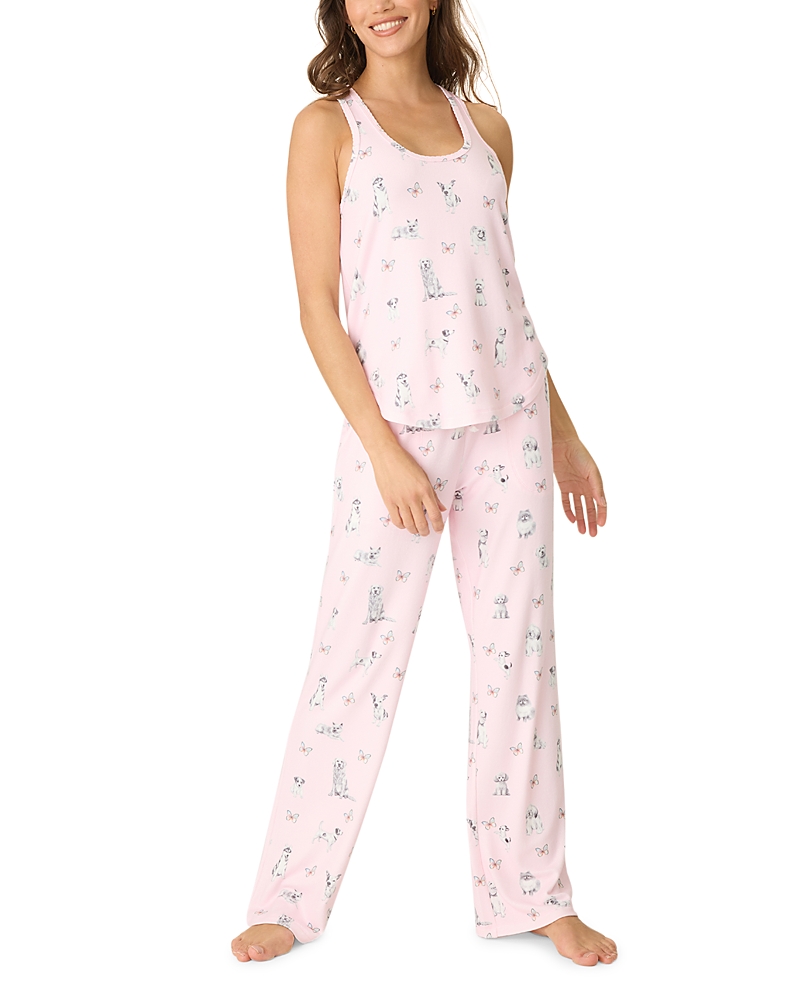 Pj Salvage Butterfly Grove Tank & Long Pajama Set In Pink Tint