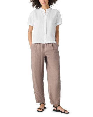 Linen Mandarin Collar Shirt