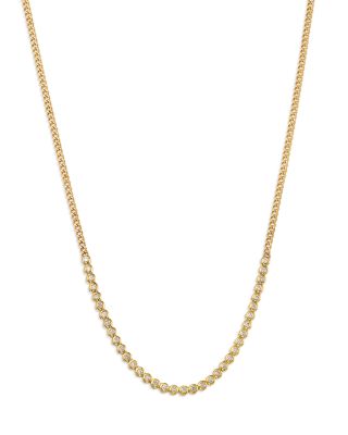 Zoë Chicco - 14K Yellow Gold Tennis Collection Diamond Collar Necklace, 14-16"
