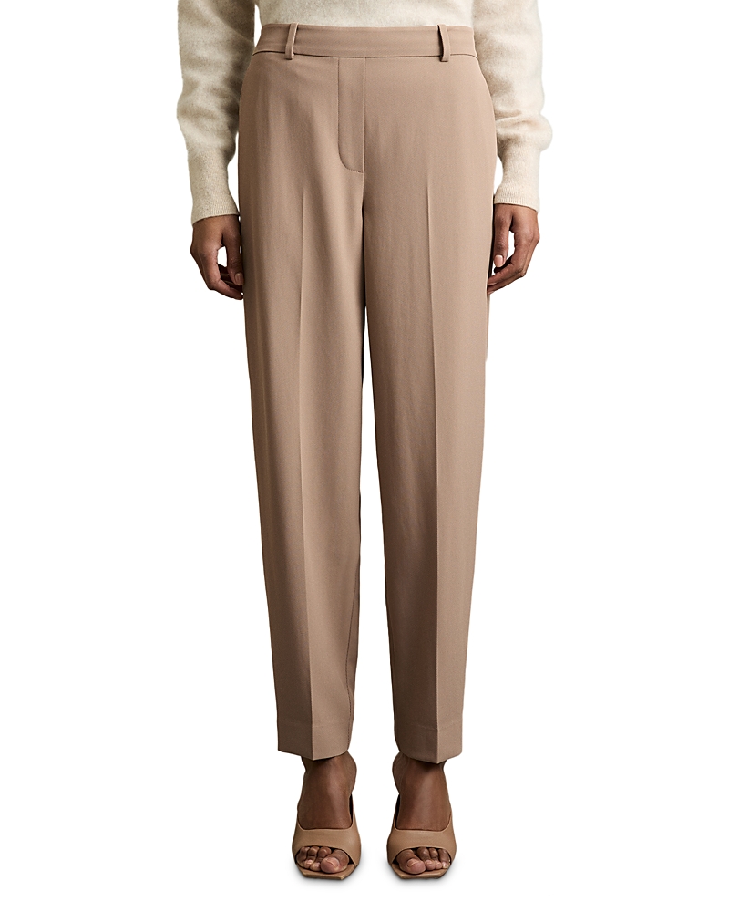 Shop Reiss Petite Eve Taper Pants In Mink Neutral