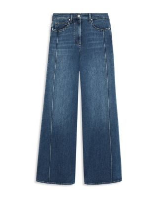 Petite Heather Mid Rise Wide Leg Jeans 