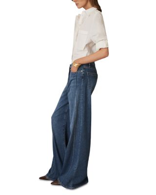 Heather High Rise Wide Leg Jeans in Mid Blue