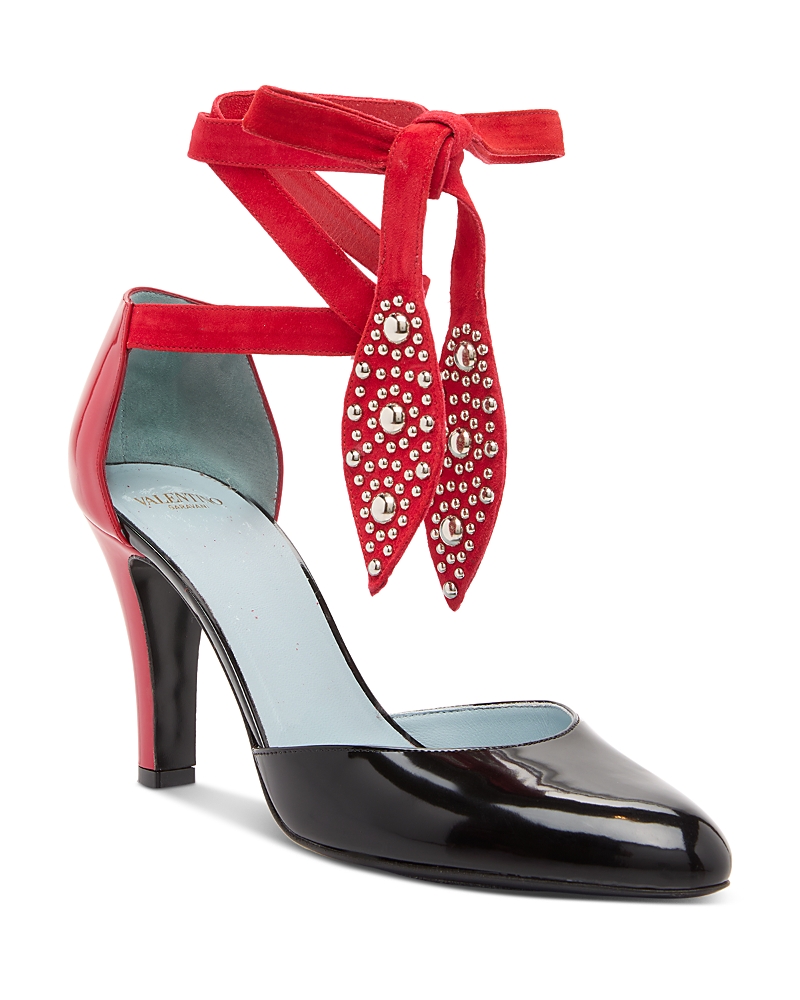 Valentino Garavani Black And Red Foliefoliage Décolleté