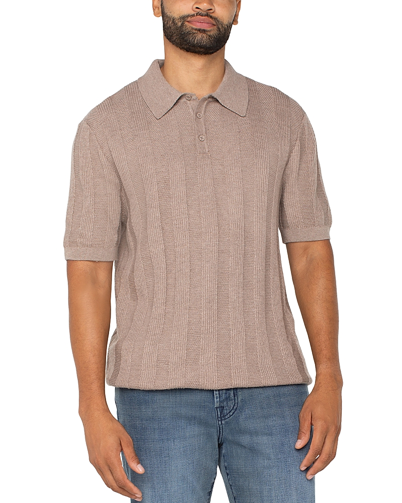 Liverpool Los Angeles Short Sleeve Polo Sweater In Taupe