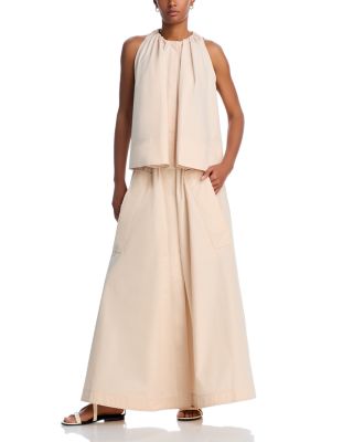 Gathered Cotton Poplin Tunic Top 