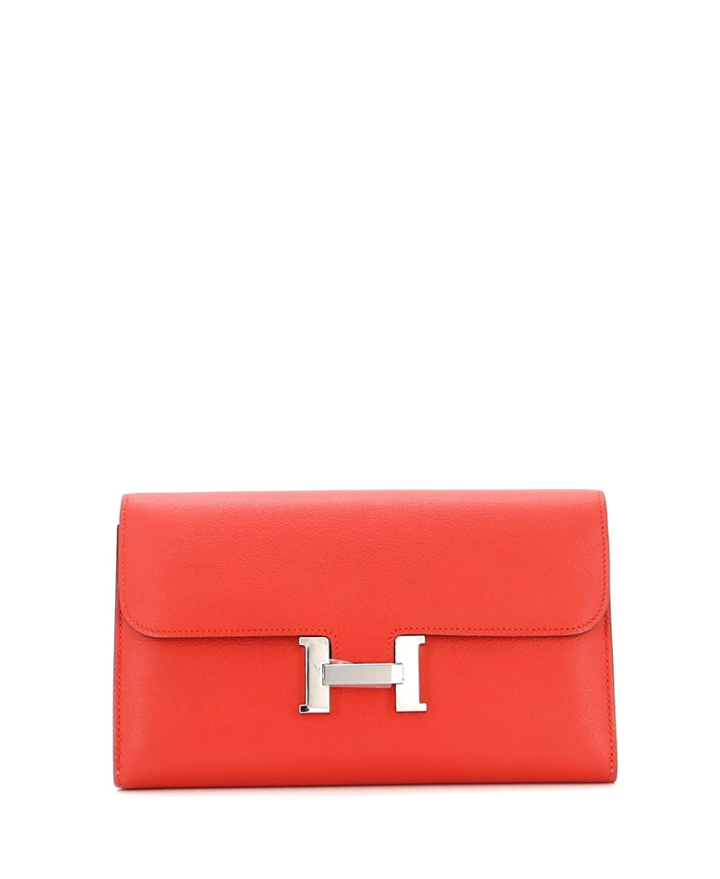 Pre-owned Pre-owned Hermes Hermes Long Constance Wallet Evercolor In Red