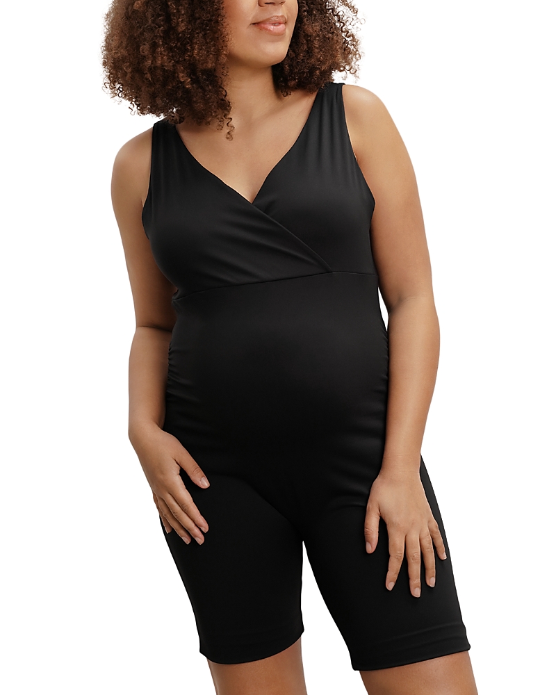 Nom Maternity Stretch Romper In Black