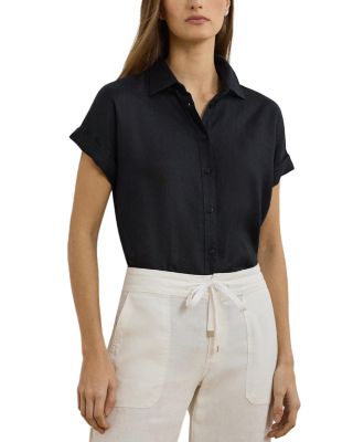 Linen Dolman Sleeve Button Down Shirt, Regular & Petite
