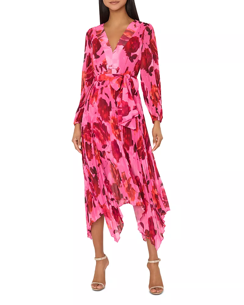 Milly Liora Blurred Blossom Pleated Dress