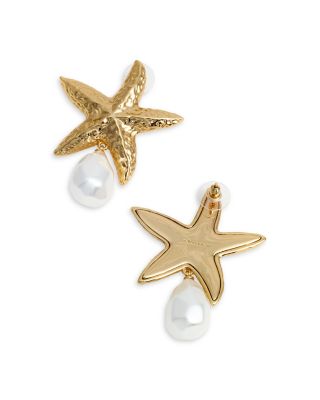 Imitation Pearl Starfish Drop Earrings