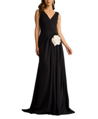 Port Pleated Crepe Gown