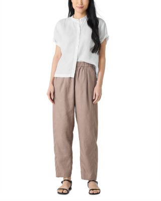 Linen Pleated Lantern Ankle Pants