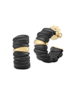 Roberto Demeglio - 18K Yellow Gold Demeglio Black Ceramic Sectioned Hoop Earrings