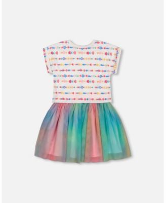  Girls' Bi-Material Dress with Mesh Skirt - Big Kid