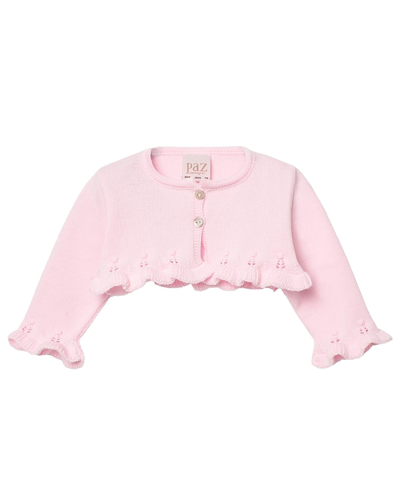 Paz Rodriguez Girls' Bico Short Cardigan - Baby In Chalk Pink