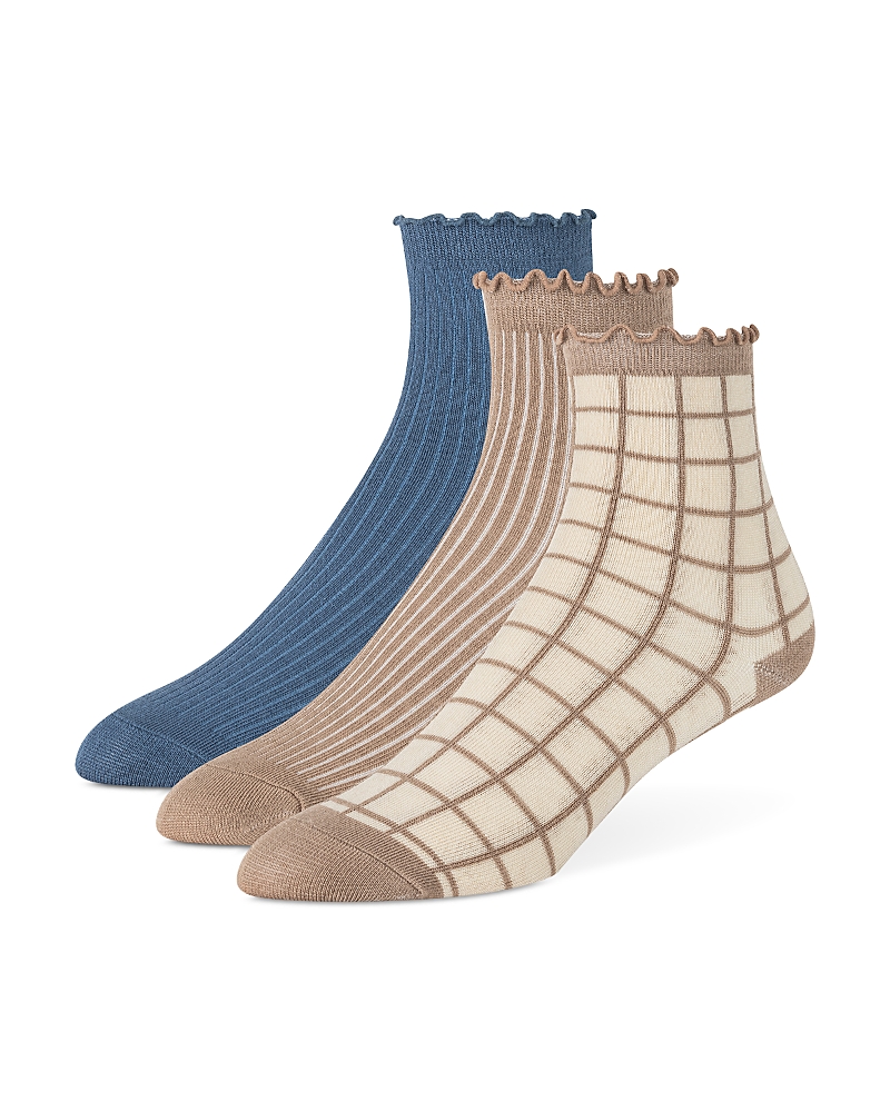Ted Baker Assorted 3-pack Ruffle Trim Crew Socks In Tan Combo