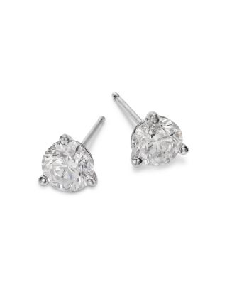 Certified Diamond Martini Set Stud Earrings in 14K White Gold, 2.0 tcw