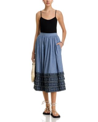 Chambray Embroidered Skirt