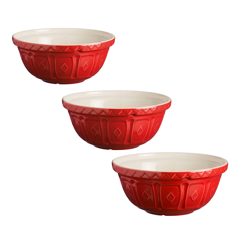 Mason Cash Set Of 3 Mixing Bowls In Red