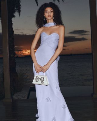 ワンピース Self-Portrait Long Dress With Floral Appliques Self-Portrait Georgette Appliqué Gown | Bloomingdale's