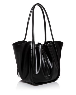 Large Leather Ruched Tote