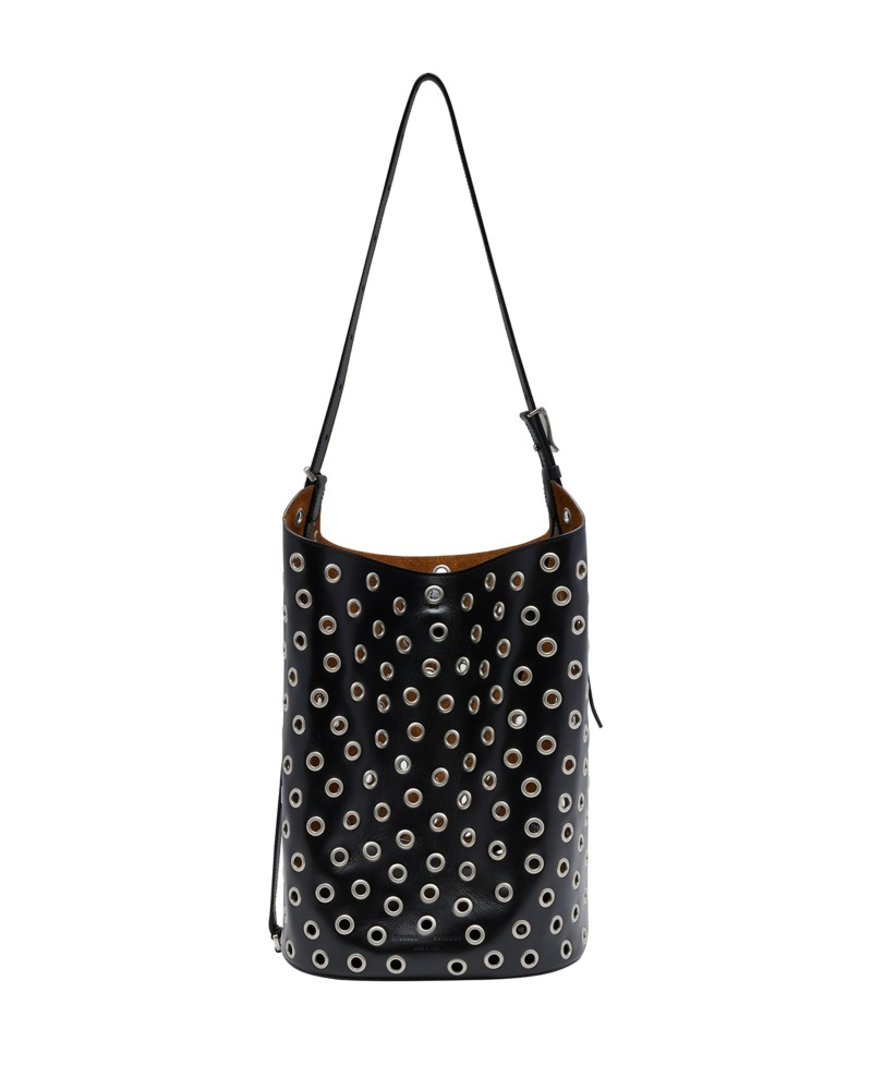 Proenza Schouler Brant Bucket Bag in Eyelet Leather in Black