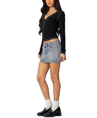 Yael Contrast Stitch Henley Top