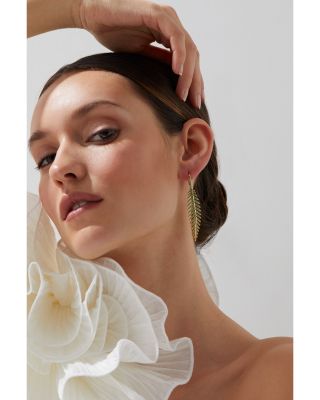 Palm Springs Green Pav&eacute; Leaf Drop Earrings