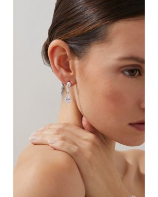 Cubic Zirconia Drop Earrings in Rhodium Plated