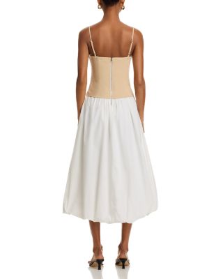 Anitha Mixed Media Bubble Hem Midi Dress