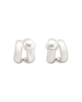 kate spade new york - Keep Sparkling Imitation Pearl Double Huggie Hoop Earrings