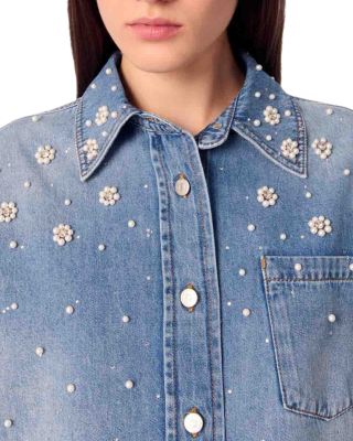 Denim Shirt with Embroidered Beads