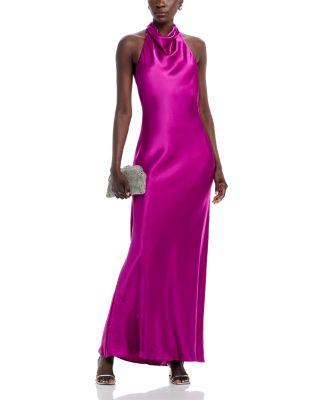 Charmeuse Halter Neck Long Dress - Exclusive