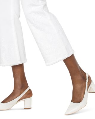 Gia Glider Crop Flare Jeans in Bright White Paisley