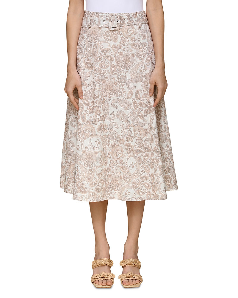 Bagatelle Paisley Midi Skirt In Bone Paisley