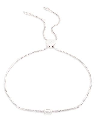 Cubic Zirconia Bar Slider Bracelet in Sterling Silver