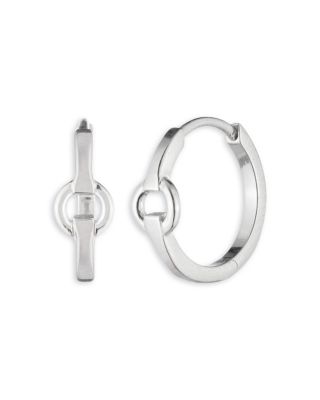 Ring Detail Hoop Earrings in Sterling Silver