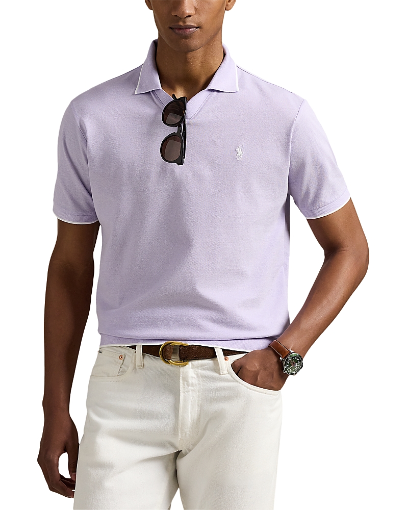 Polo Ralph Lauren Jacquard Mesh Polo Shirt In Powder Purple/white