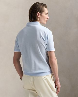 Short Sleeve Tonal Jacquard Mesh Polo Shirt