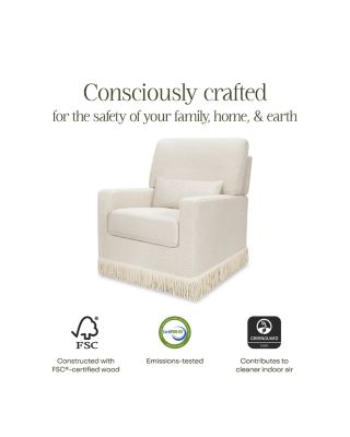 Crawford Pillowback Comfort Swivel Glider - Boucl&eacute; with Tassel Fringe 