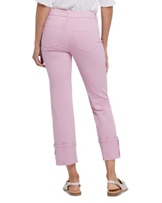 Petites Marilyn Cuffed Straight Jeans in Pink Nectar