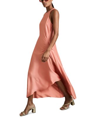 【海外限定】REISSドレス☆Navy Anessa Petite Satin Shirred Mi Reiss Petite Satin Shirred Midi Dress in Navy - REISS