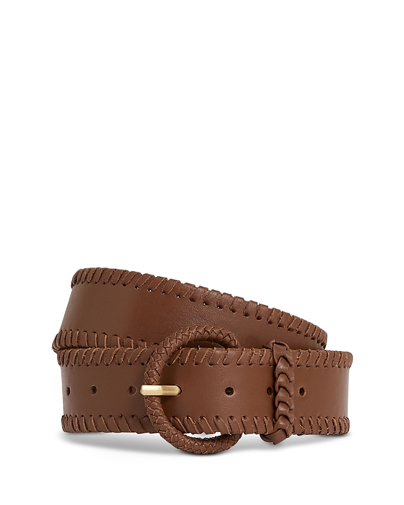Reiss Women's Gia Whipstitch Leather Belt In Tan