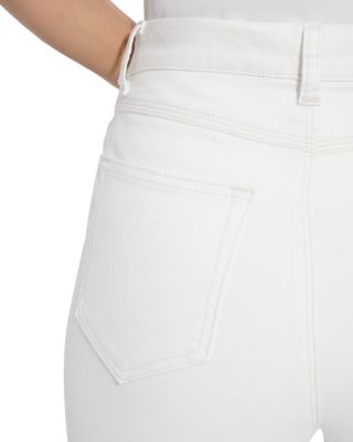 Noah High Waist Crop Wide Leg Fringe Jeans in Ecru White