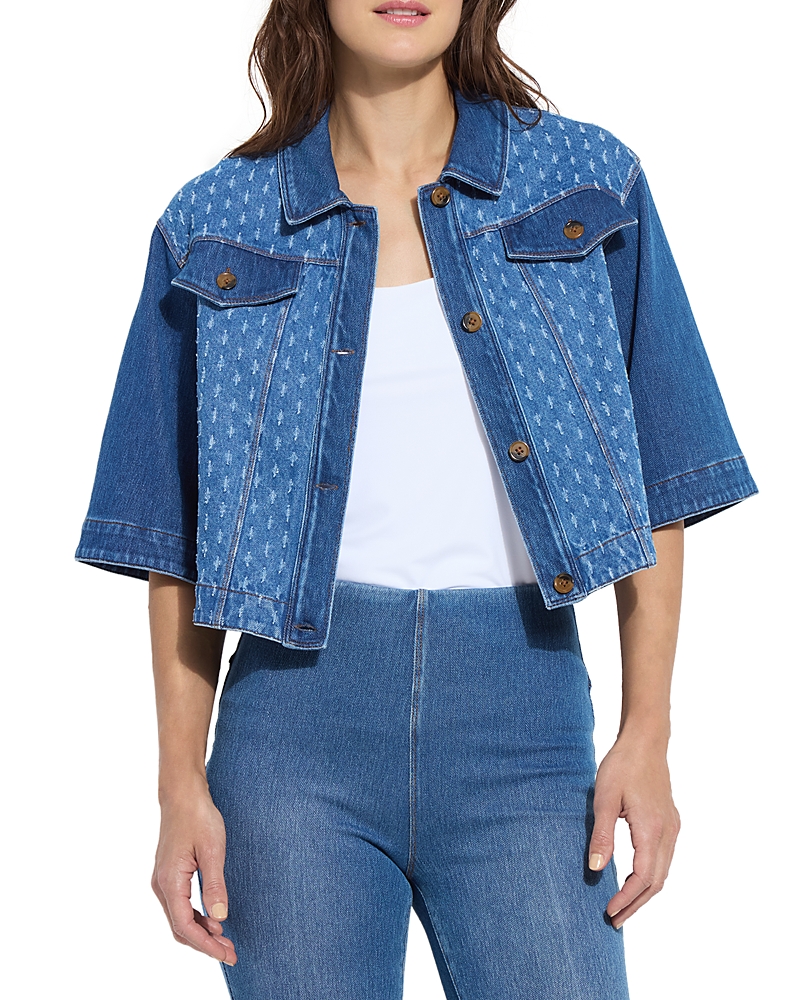 Lysse Thea Cropped Crochet Denim Jacket