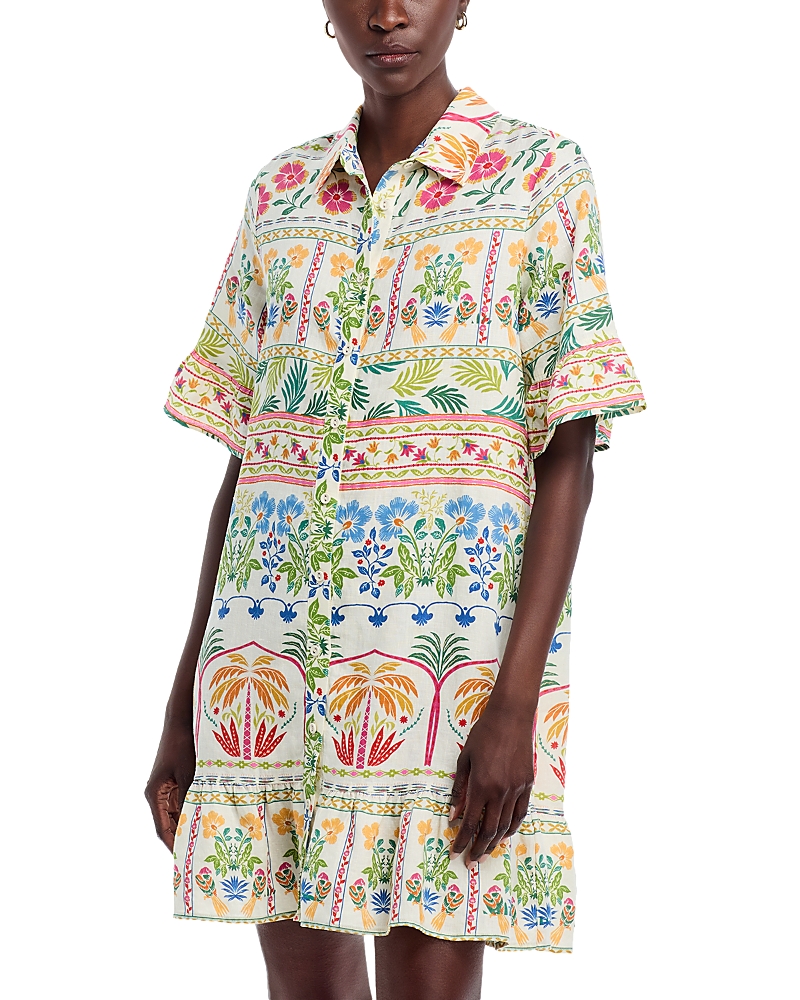 Johnny Was Linen Flounce Hem Shirt Dress