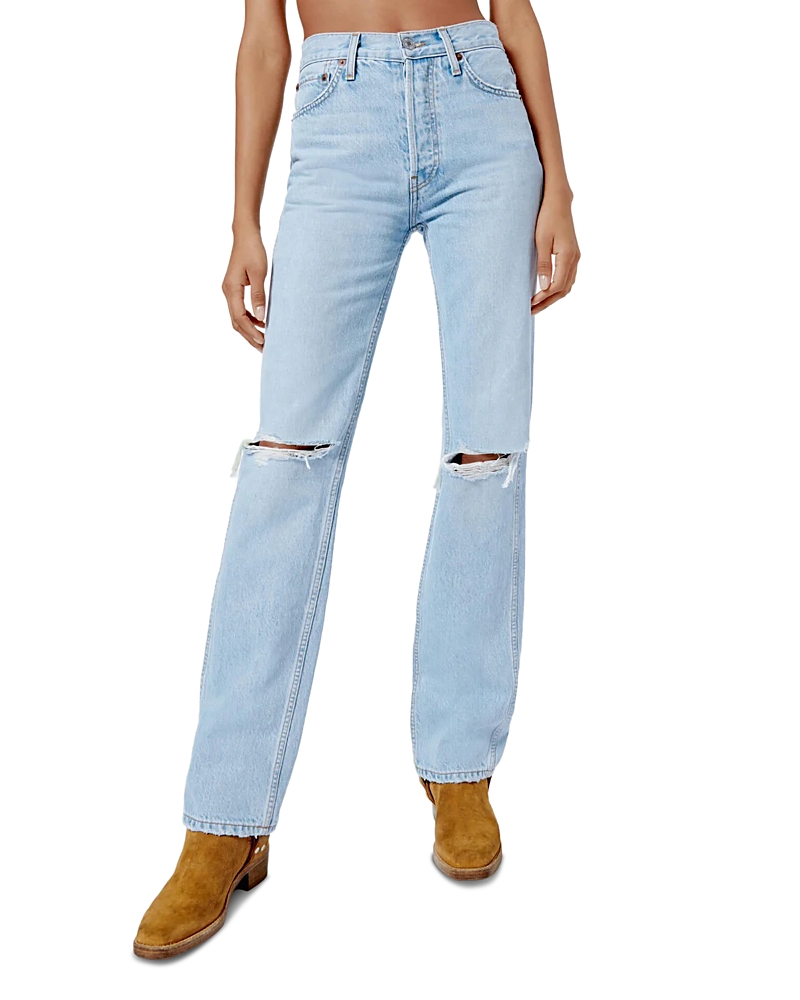 Re/done High-rise Loose Jeans In Bleach Des