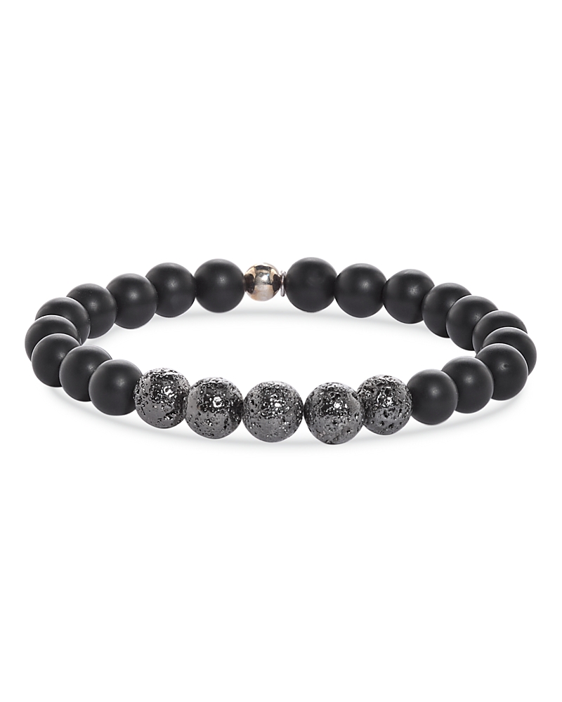 Tateossian Lava & Crystal Beaded Bracelet In Black